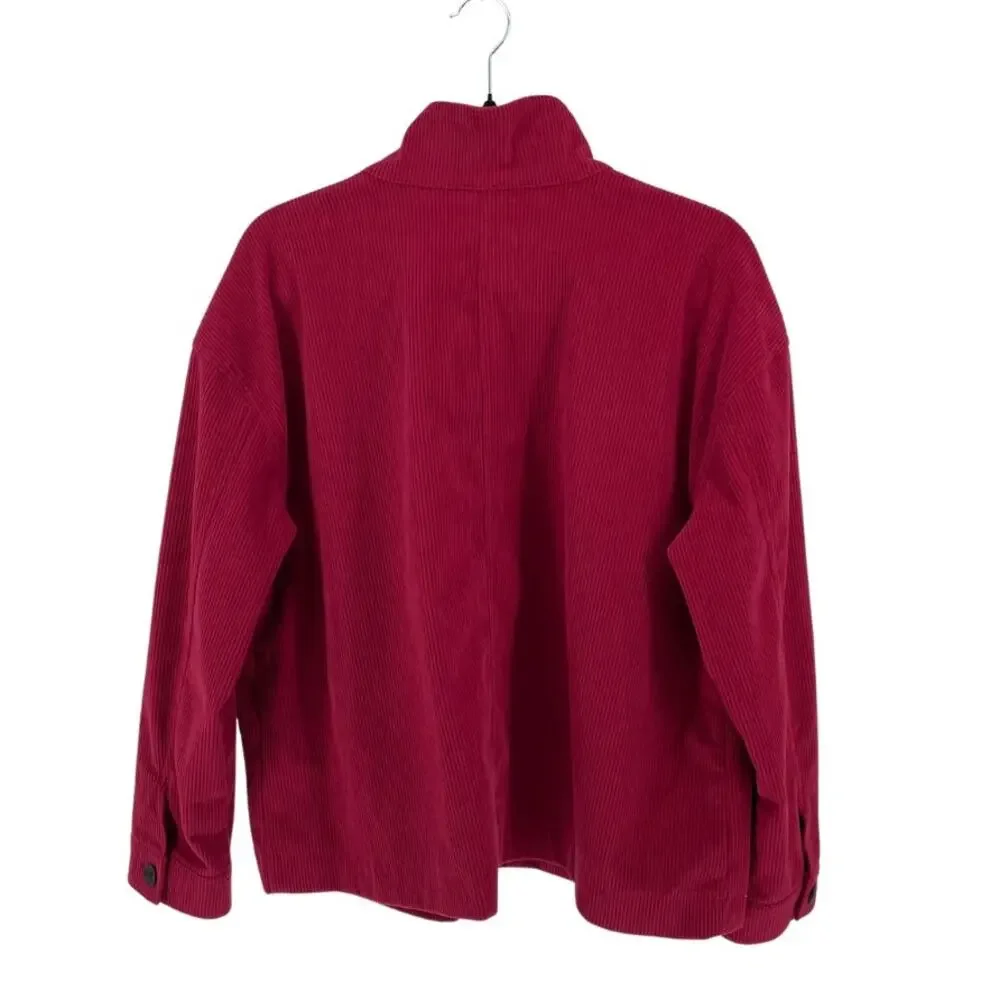 Avec Les Filles Women's Raspberry Corduroy Cropped High Collar Jacket - Plus 1X